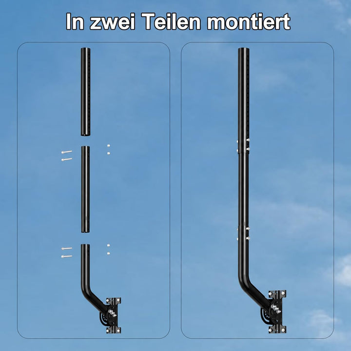 Universeller Antennenmast für Fernseh-, Satelliten-, Radio- und WLAN-Antennen - Verstellbarer Stände