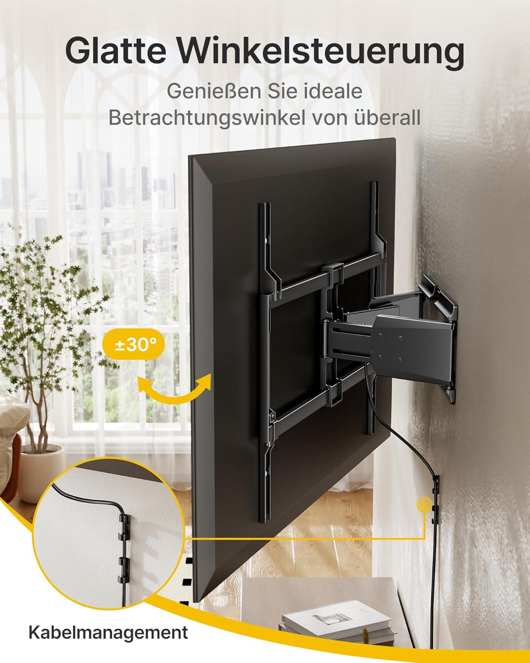 monTEK Hochbelastbare Ultra Slim TV Wandhalterung für 50-100 Zoll Fernseher bis zu 85kg, Schwenk &amp; N