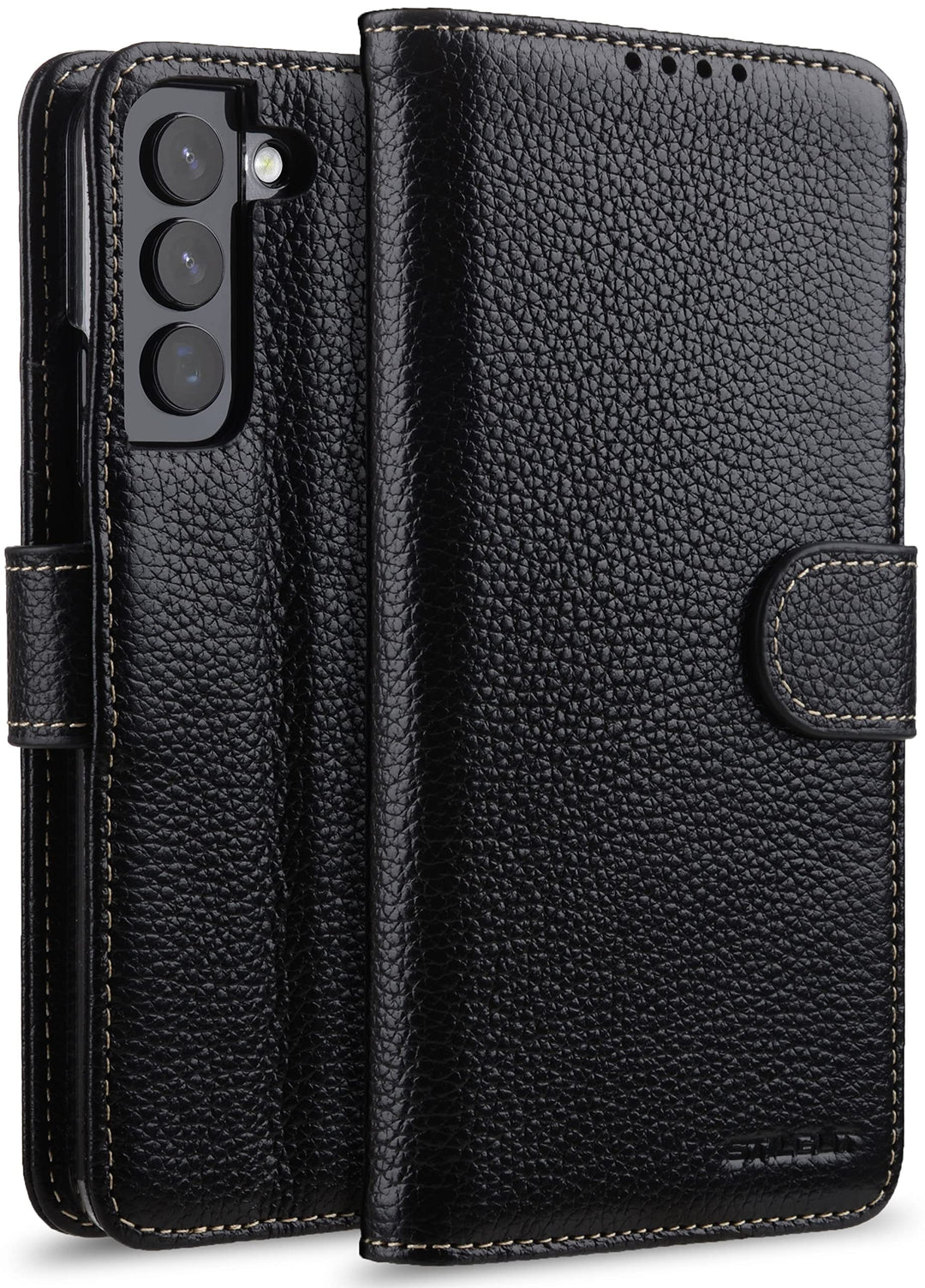 STILGUT Talis kompatibel mit Samsung Galaxy S22 Hülle mit Kartenfach aus Leder, Wallet Case, Lederhü