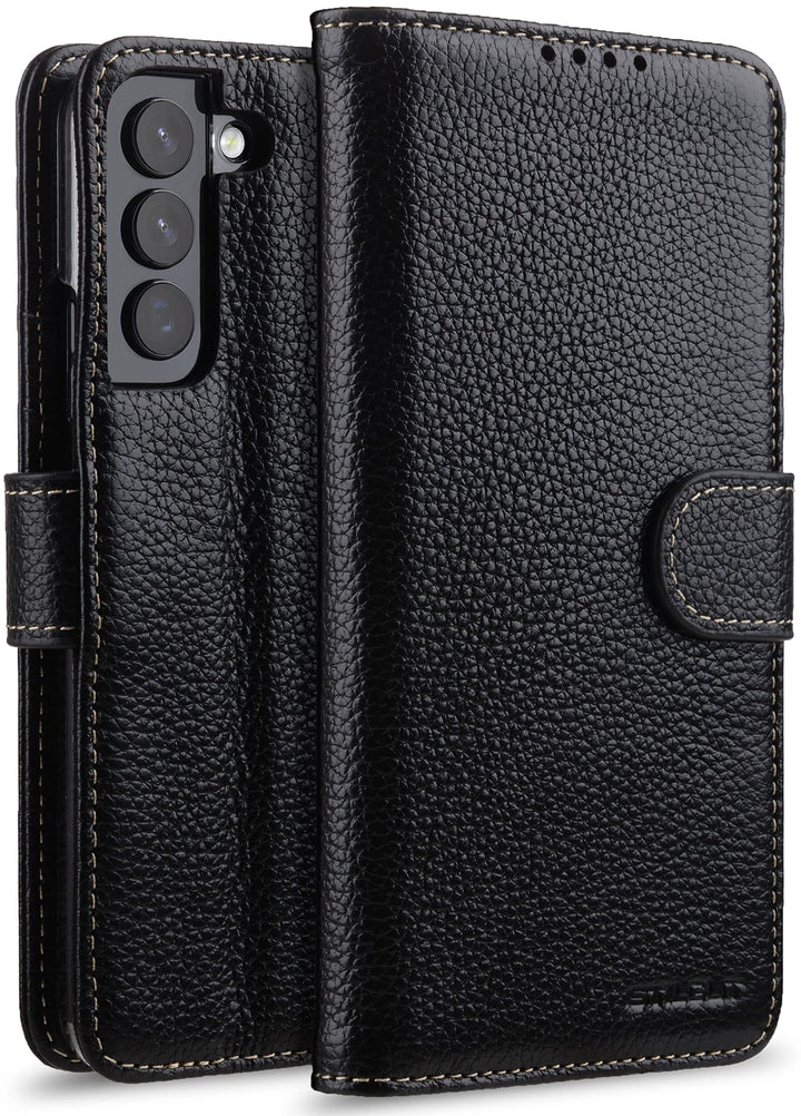 STILGUT Talis kompatibel mit Samsung Galaxy S22 Hülle mit Kartenfach aus Leder, Wallet Case, Lederhü