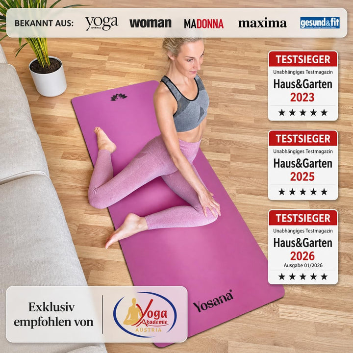 Yosana Yogamatte aus Naturkautschuk | extrem rutschfest | ULTRA GRIP Oberfläche aus ECO PU | extra b