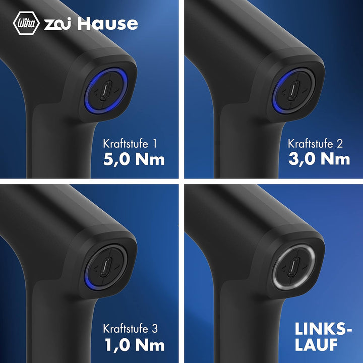 Wiha TCA10182 zai Hause 4V Akkuschrauber Set klein mit 4 Bits und USB C Ladekabel, Mini Akku-Schraub