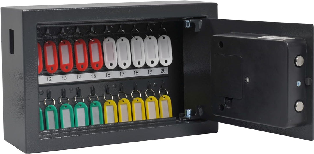 Pavo 8002696 Schlüssel Kasten/Schrank/Tresor, 20 Haken mit seitlichem Schlüsseleinwurf, metall dunke