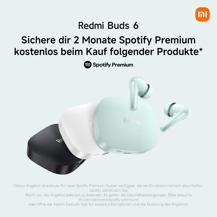 XIAOMI Redmi Buds 6:Bluetooth Kabellos Kopfhörer in-Ohr, Duale Treiber, Integrierter immersiver Soun