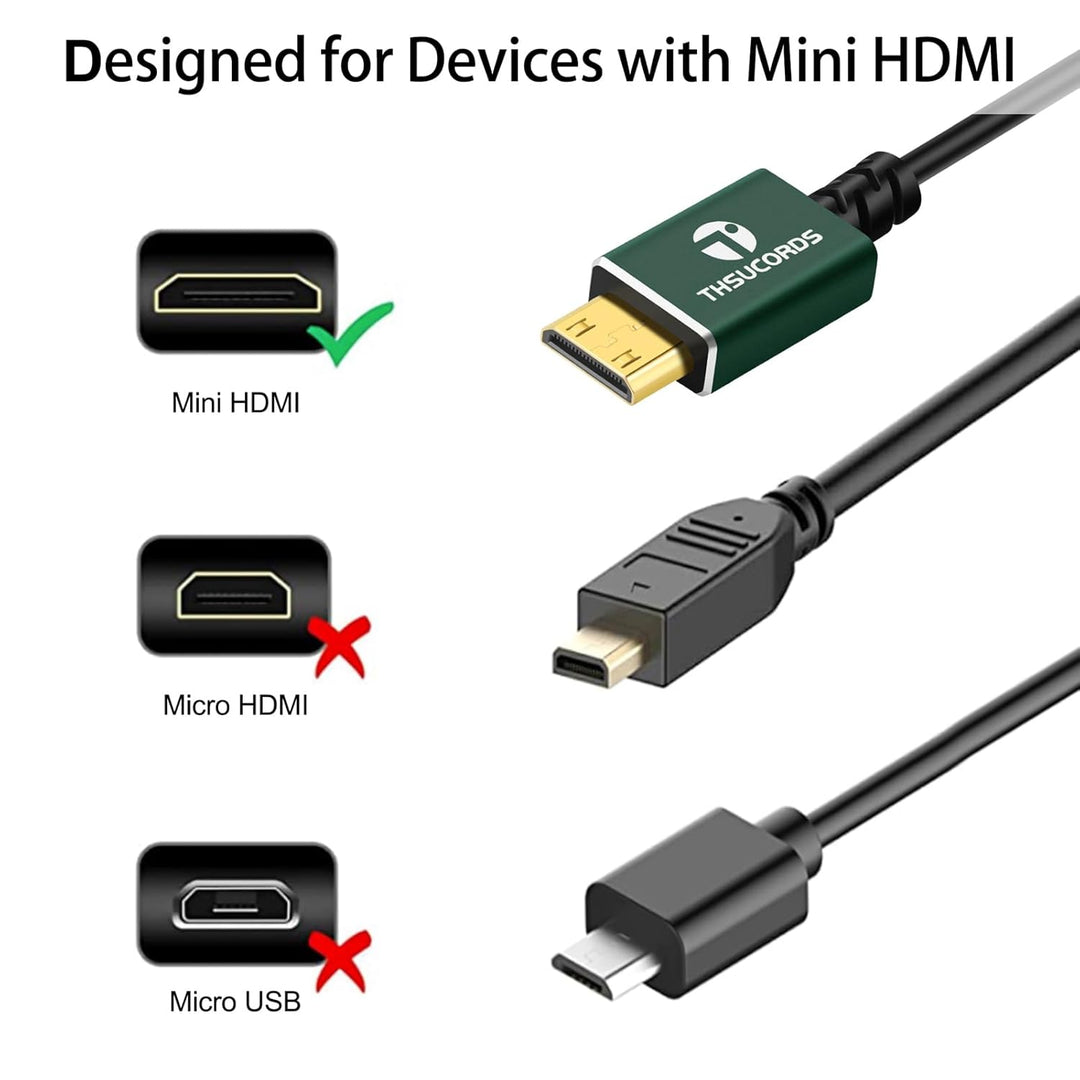 Thsucords Hyper Slim Mini HDMI zu HDMI Kabel 2M 2 Stück, Ultradünnes und Flexibles HDMI Mini Kabel U