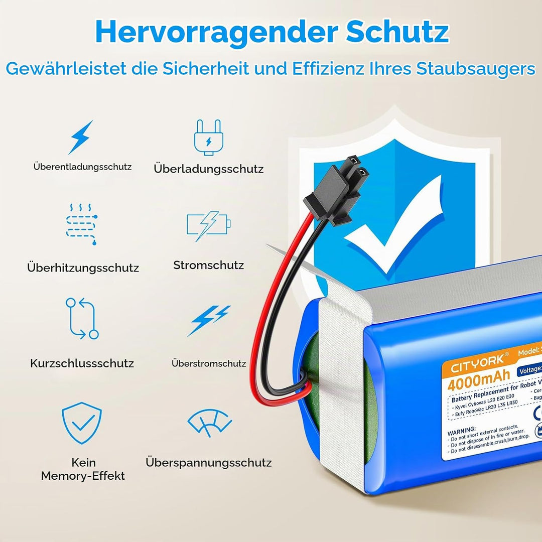 CITYORK Li-ion 4000mAh Akku für Honiture G20 Pro, für Bagotte BG800 BG850, für Tikom G8000 Pro, für