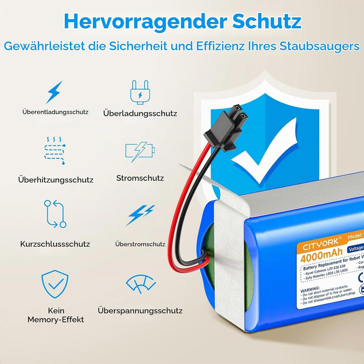 CITYORK Li-ion 4000mAh Akku für Honiture G20 Pro, für Bagotte BG800 BG850, für Tikom G8000 Pro, für