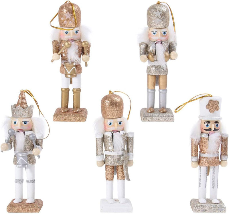 VALICLUD 5 Stücke Weihnachten Nussknacker Figuren Puppe Baumschmuck Soldaten Holz Dekofigur Weihnach