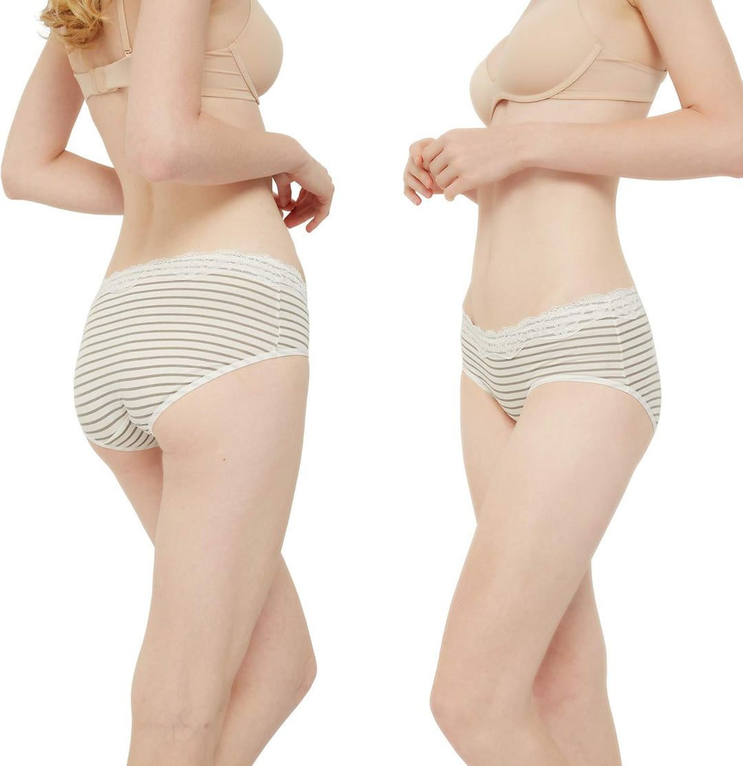 INNERSY Unterhosen Damen Baumwolle Slips mit Spitze Bequeme Hipster Unterwäsche Mehrpack 6 36 Schwar