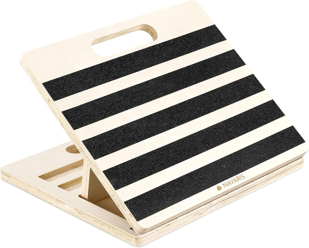 Navaris Wadendehner Slant Board aus Holz - Einstellbares & Rutschfestes Schrägbrett - Wadentrainer W