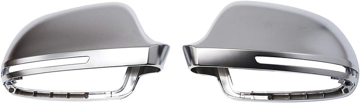 Aluminium Look Design Spiegel Abdeckung Kappe Gehäuse Links+Rechts