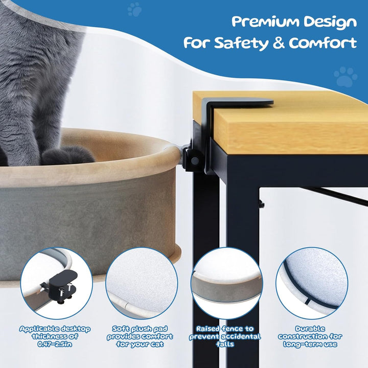 Katzenbett Schreibtisch Katzenkorb bis 27KG - Stabile Cat Desk Bed Befestigung Ohne Bohren - 90° Fol