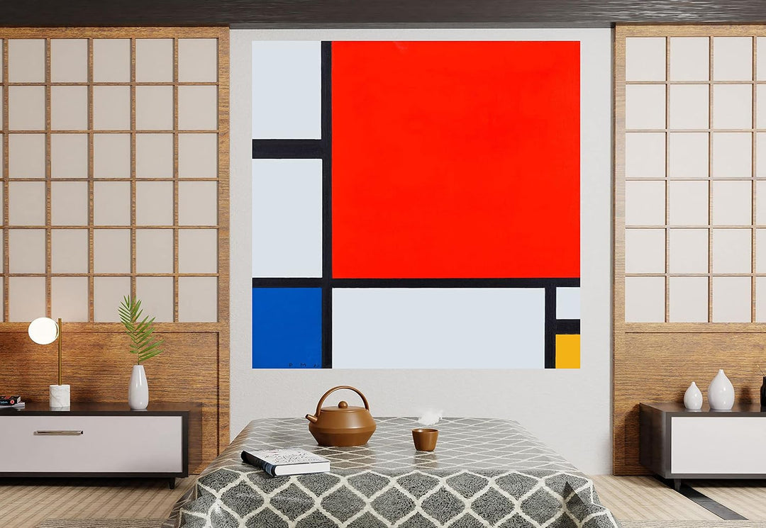 Piet Mondrian Kunstdruck auf Leinwand, Rot, Blau und Gelb, 60 x 60 cm Blau,Rot 61cm x 61cm (24 x 24