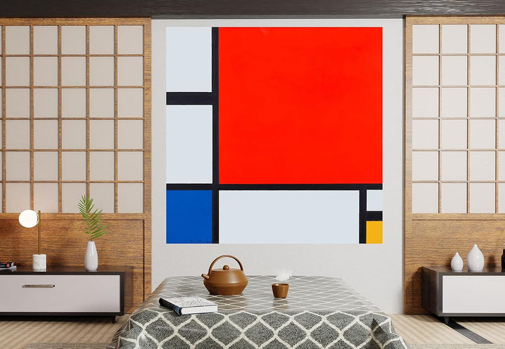 Piet Mondrian Kunstdruck auf Leinwand, Rot, Blau und Gelb, 60 x 60 cm Blau,Rot 61cm x 61cm (24 x 24