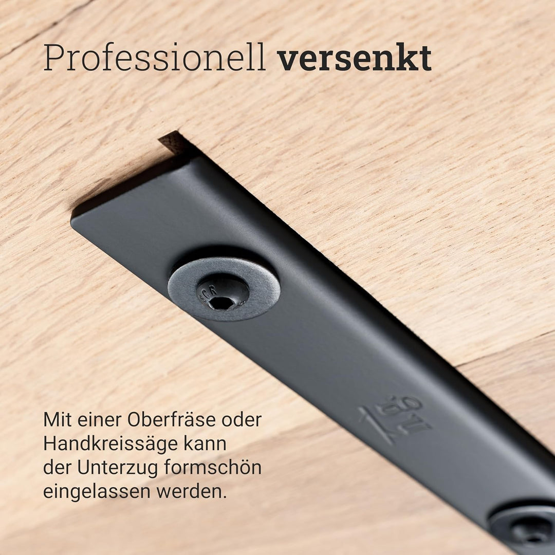 Natural Goods Berlin 3x Gratleiste L-FORM - Metallschiene 60 cm - L Profil Schwarz - Massiver Unterz