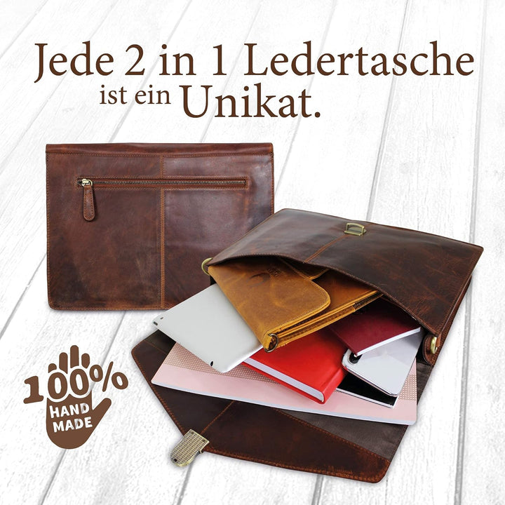 Corno d´Oro Premium Laptoptasche 13 Zoll Laptop Leder I Handgefertigte MacBook Tasche Echt Leder I U