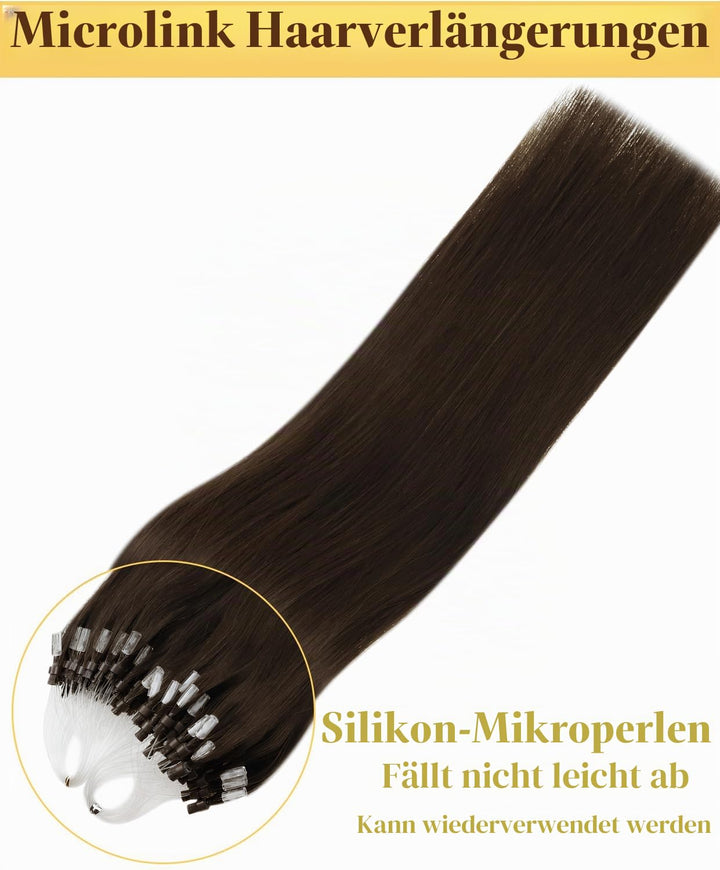 Hetto Extensions Microring Echthaar Dunkelbraun Microring Echthaar Extensions Remy Microring Echthaa