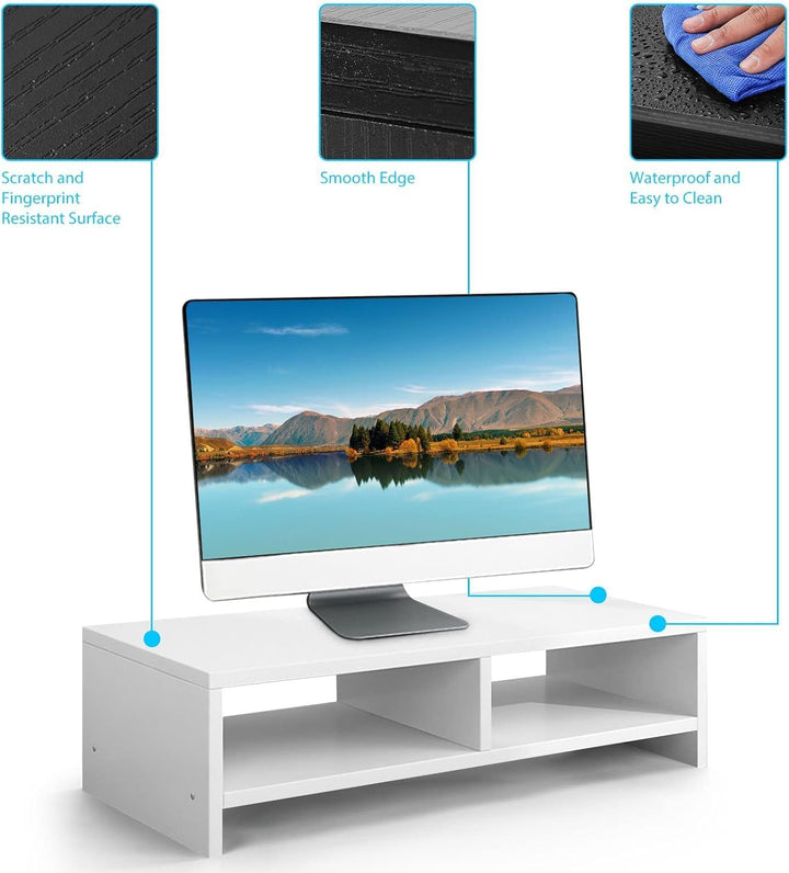 Holz Laptopständer 2-stufiger Laptopständer & Monitorständer mit Ablagefach, ergonomische Monitorerh