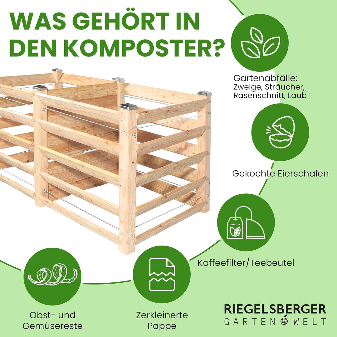 Moderner Komposter Duo ca. 120x233 cm Höhe 80 cm aus Lärchenholz Massivholz Steckkomposter Kompostsi