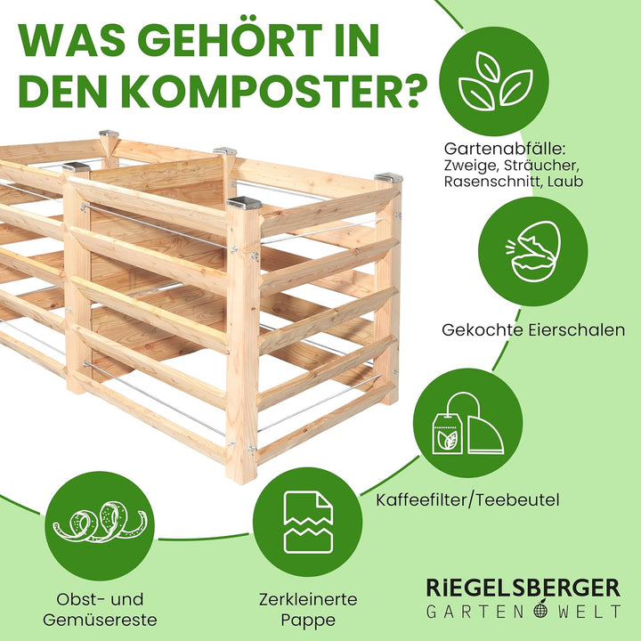 Moderner Komposter Duo ca. 120x233 cm Höhe 80 cm aus Lärchenholz Massivholz Steckkomposter Kompostsi