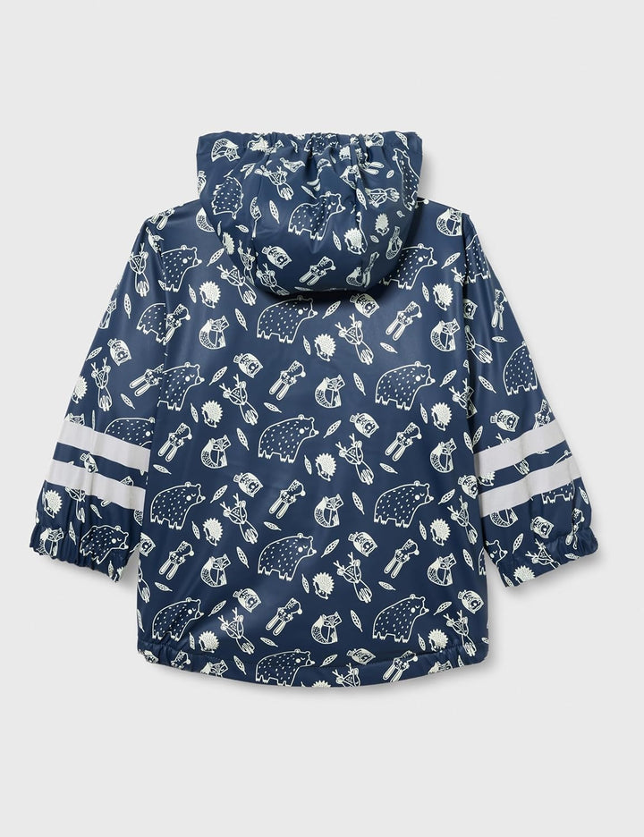 Playshoes Unisex Kinder Fleece-Futter Regenmantel Regenjacke Regenbekleidung 80 marine Waldtiere, 80
