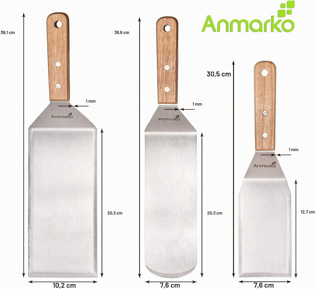 Professionelles Pfannenwender-Set – Edelstahl-Pfannkuchenwender und Grillschaber, 10,2 x 20,3 cm, üb