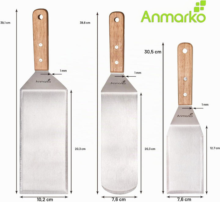 Professionelles Pfannenwender-Set – Edelstahl-Pfannkuchenwender und Grillschaber, 10,2 x 20,3 cm, üb
