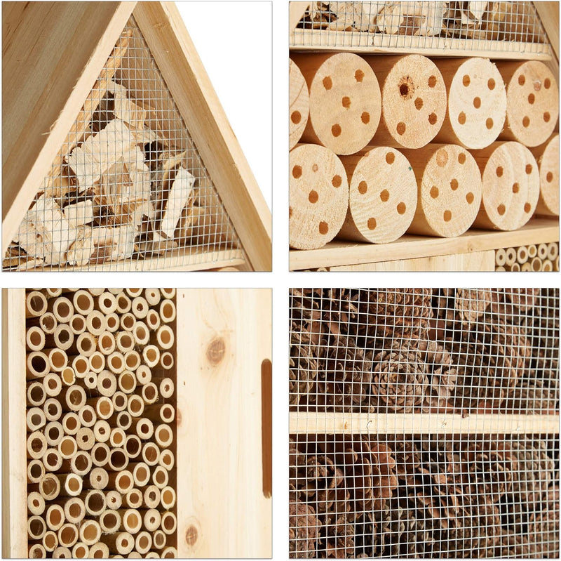 "Relaxdays Insektenhotel XL stehend, Nisthilfe für Bienen, Florfliegen, Marienkäfer, Holz HxBxT: 79