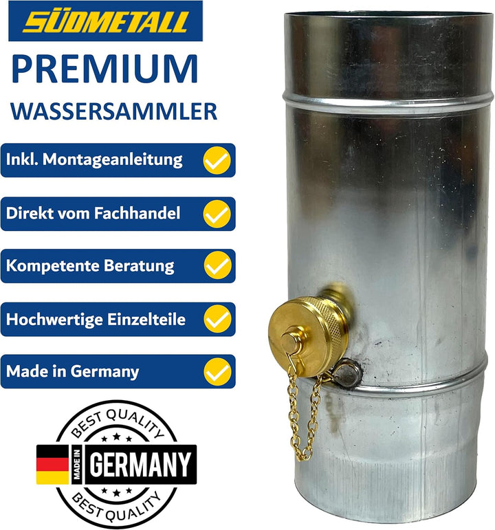 Premium Zink Regenwassersammler 80 mm mit Schlauch- und Fassanschluss für das Fallrohr - Titanzink R