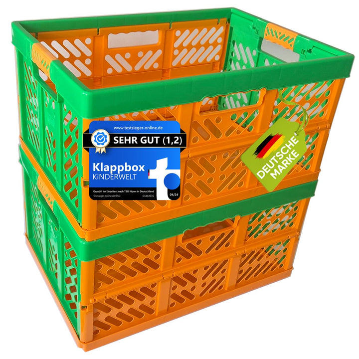 KiNDERWELT 2 x Robuste Profi - Klappbox 45 L bis 50 kg - Faltbox, Kiste, Korb zur Aufbewahrung, Tran