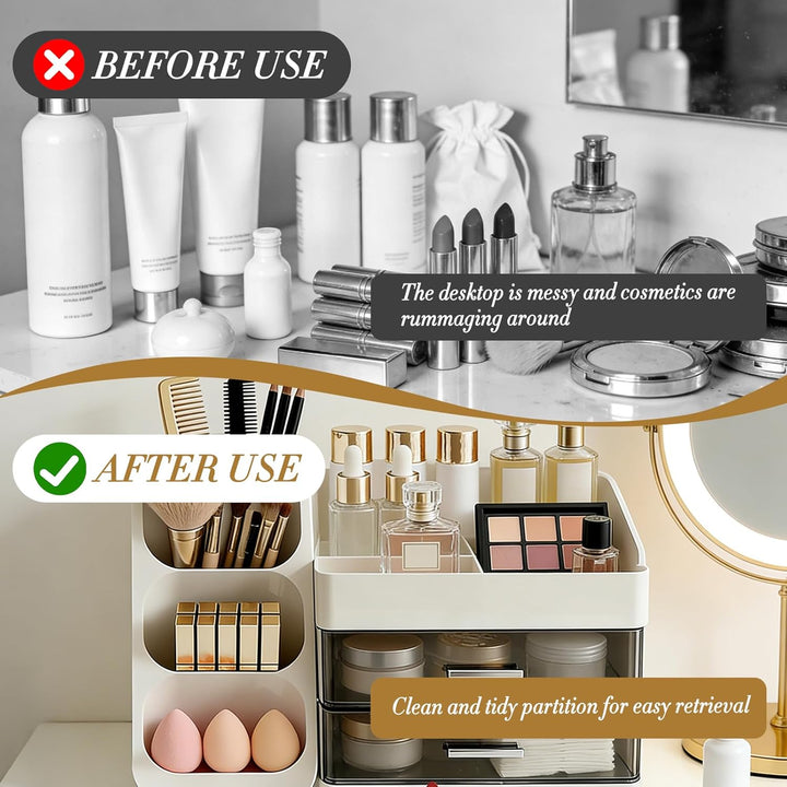 Kosmetik Organizer mit Schubladen,Schminktisch Organizer Grosse für Makeup,Schminke und Skincare Auf