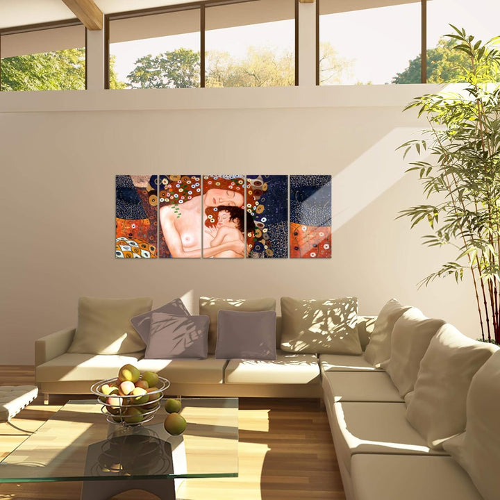 Runa Art Bild Gustav Klimt Mutter und Kind Wandbilder auf Vlies Leinwand 5 Teilig Wanddekoration Woh