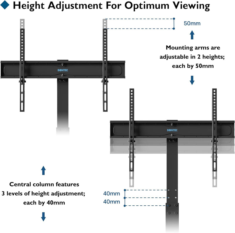 BONTEC TV Ständer für 30-70 Zoll LED OLED LCD Plasma Flach & Curved Fernseher bis 40 kg, Höhenverste