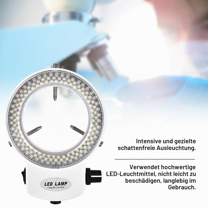 LED-Ringlichtlampe, 144 LED-Perlen, Beleuchtung, Einstellbare Helligkeit, Mikroskop-Lichtquellen, Ri