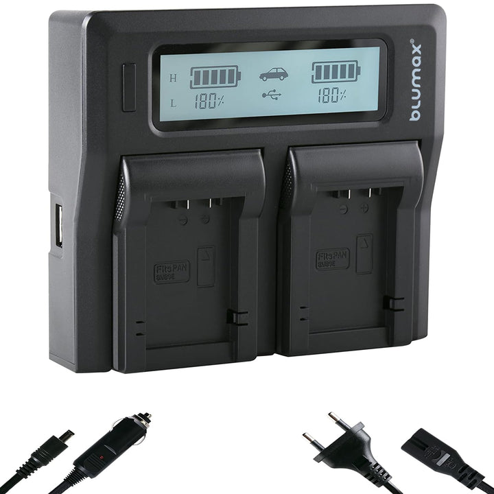Blumax Turbo LCD Dual/Single Charger Kompatibel mit Canon, Nikon, Panasonic & Sony Akkus – Dual Lade