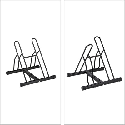 Relaxdays Fahrradständer, Metall Bodenparker für 2 Räder, bis 60mm Reifenbreite, HBT: 57 x 60,5 x 55