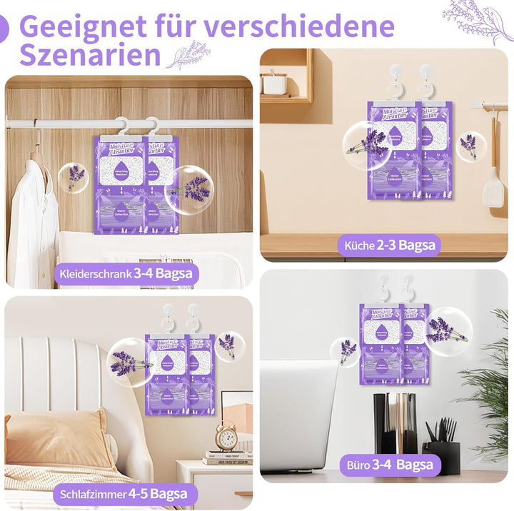 20x230G Hänge Luftentfeuchter mit Duft, Kleiderschrank Feuchtigkeitsabsorber für Keller, Schlafzimme