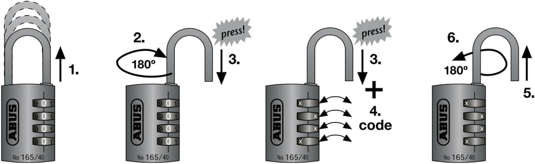 ABUS Zahlenschloss 165/40 - Vorhängeschloss aus Messing - mit individuell einstellbarem Zahlencode -
