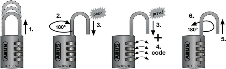 ABUS Zahlenschloss 165/40 - Vorhängeschloss aus Messing - mit individuell einstellbarem Zahlencode -