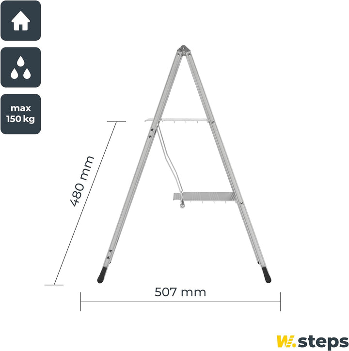 Alu Trittleiter Vikingstep Mini von WIBE LADDERS I 480mm hoch I Belastbar bis 150kg I Kompakte Alumi
