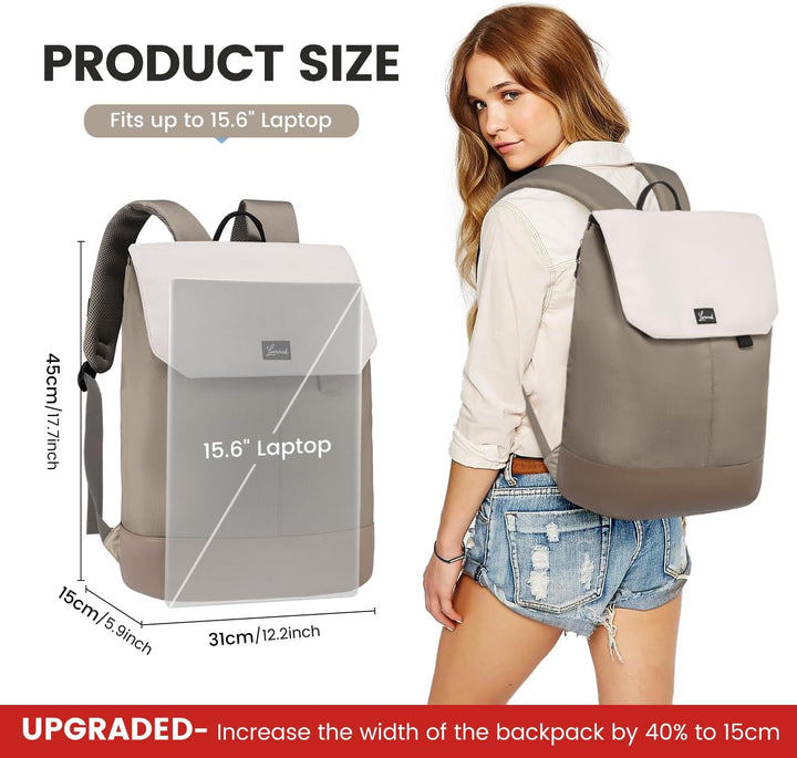 LOVEVOOK Rucksack Damen, Gross Wasserdichter Laptop Daypack Reiserucksack Arbeitstasche Elegant mit