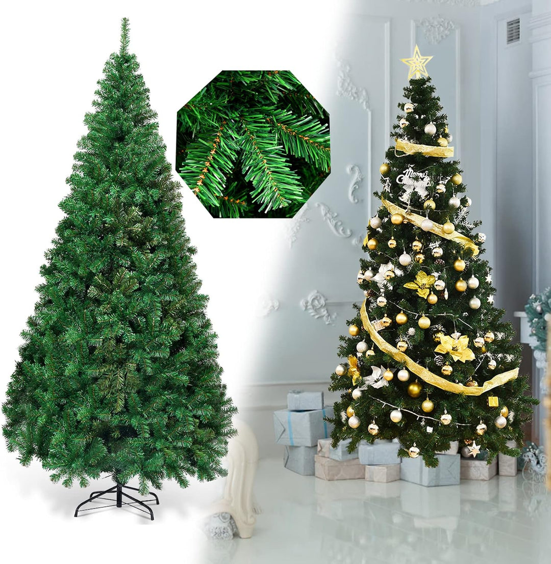 COSTWAY 150/180/210/240cm Künstlicher Weihnachtsbaum, Tannenbaum mit Metallständer, Christbaum PVC N