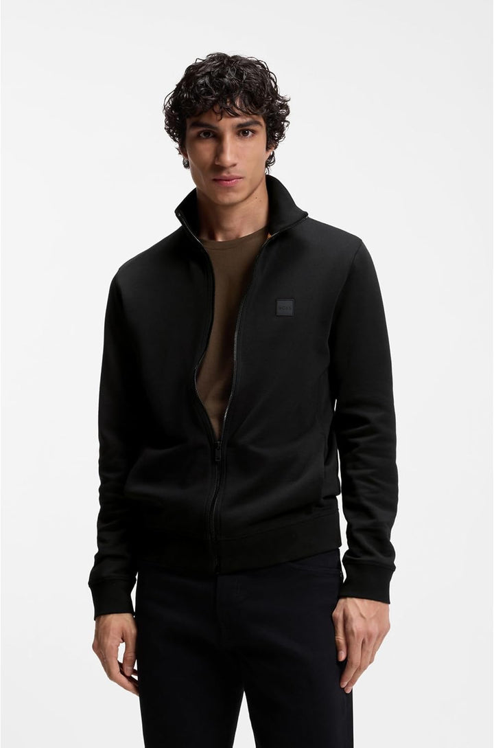 BOSS Herren Zestart Jacke aus Baumwoll-Terry mit Reissverschluss und Logo-Aufnäher XS Black 001, XS