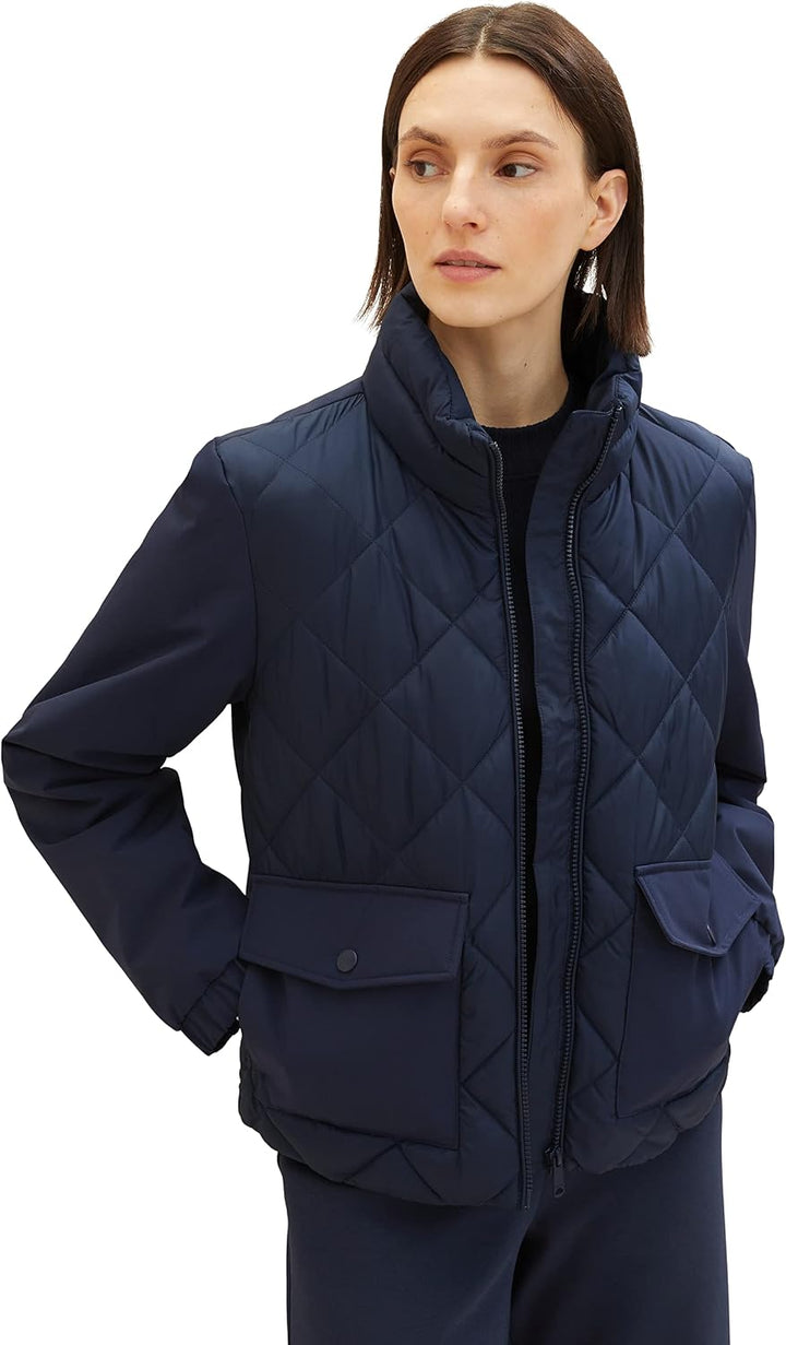 TOM TAILOR Damen Steppjacke mit Stehkragen &amp; Taschen XL 10668 - Sky Captain Blue, XL 10668 - Sky Cap