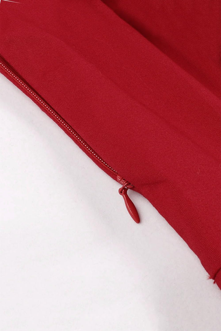 Axoe Damen 50er Jahre Kleider mit Gepunkte Rockabilly XXL Weinrot, XXL Weinrot