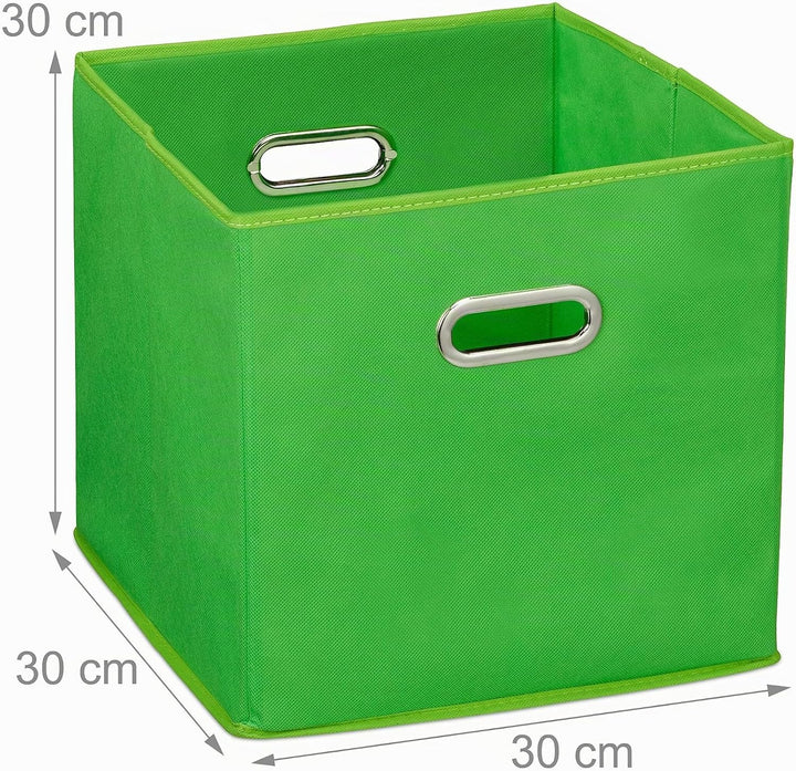 Relaxdays Aufbewahrungsbox 4er Set, Faltbare Regalboxen, HxBxT: 30x30x30 cm, mit Griffen, Faltboxen