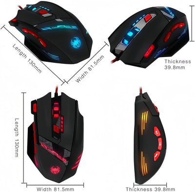 zelotes T90 Gaming Maus 9200 DPI, 8 Programmierbare Tasten, Multi-Modi LED, USB Gaming Maus, Gewicht