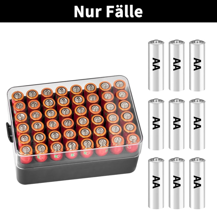 Batterie Organizer Aufbewahrungshülle, Kleine Batterie Tresor Box Container für 48 Stück AA-Batterie