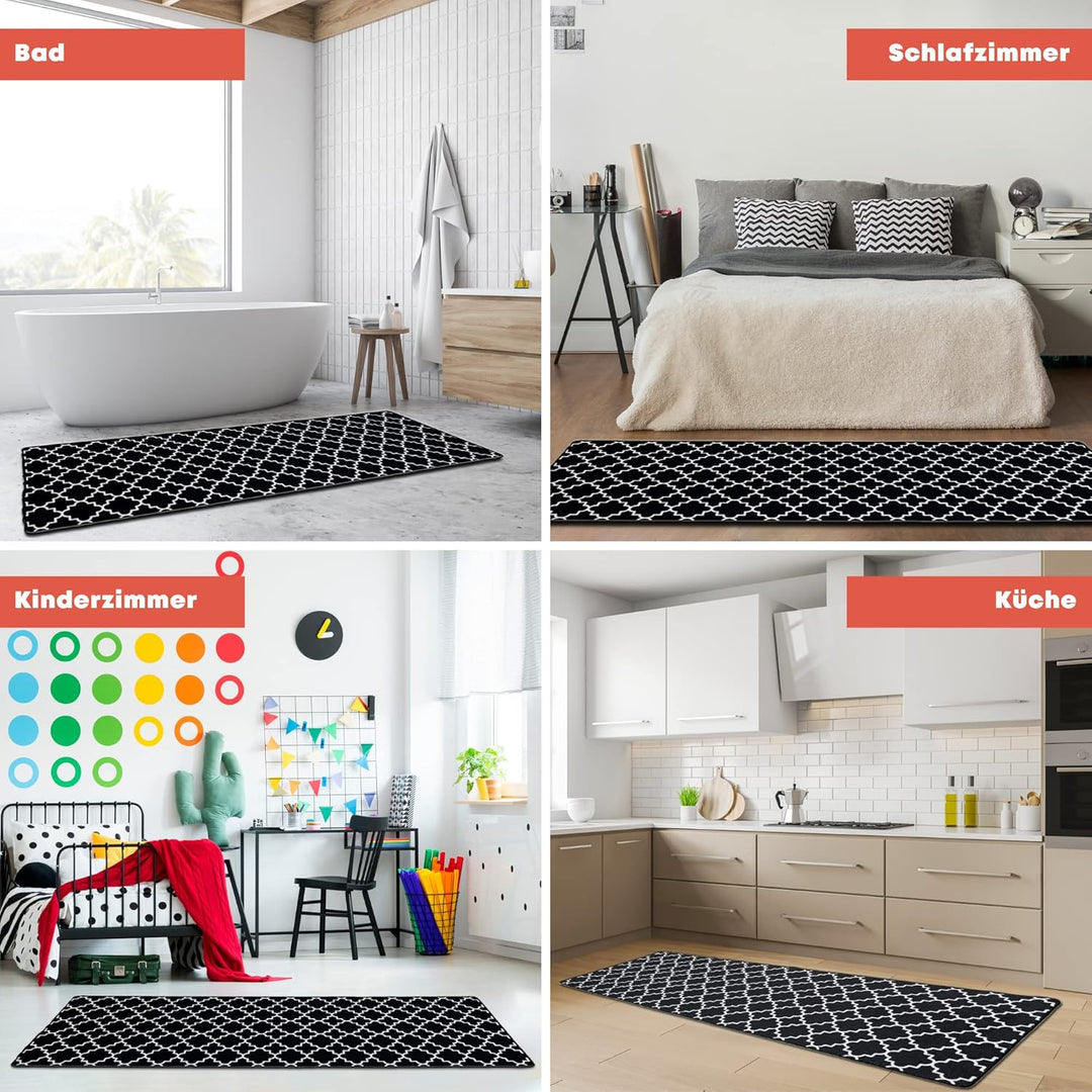 miqna Wohnzimmer Teppich Kurzflor Moderne geometrische rutschfeste Boden Flur Teppich Gel Läufer sch