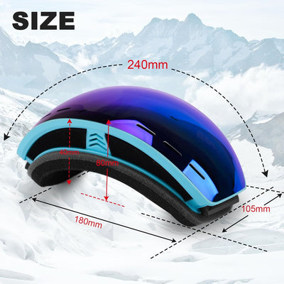 Trusiel Skibrille, Skibrille Damen Herren Anti-Fog Ski brille OTG, Skibrille für Brillenträger, 400
